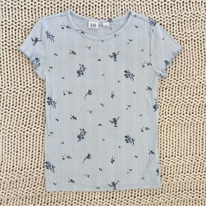 Gap Girls Short Sleeve Flowers T-Shirt Size Small
